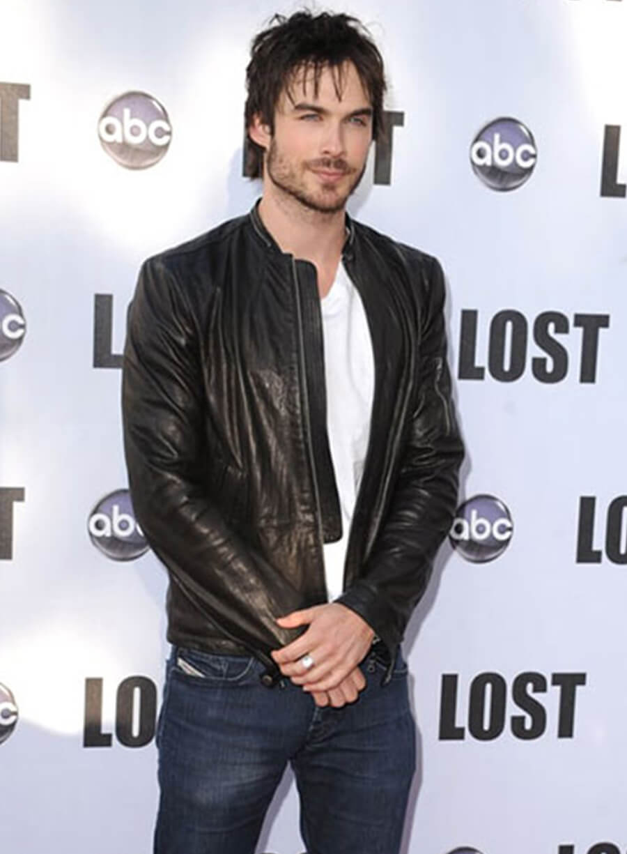 Ian Somerhalder Black Leather Jacket