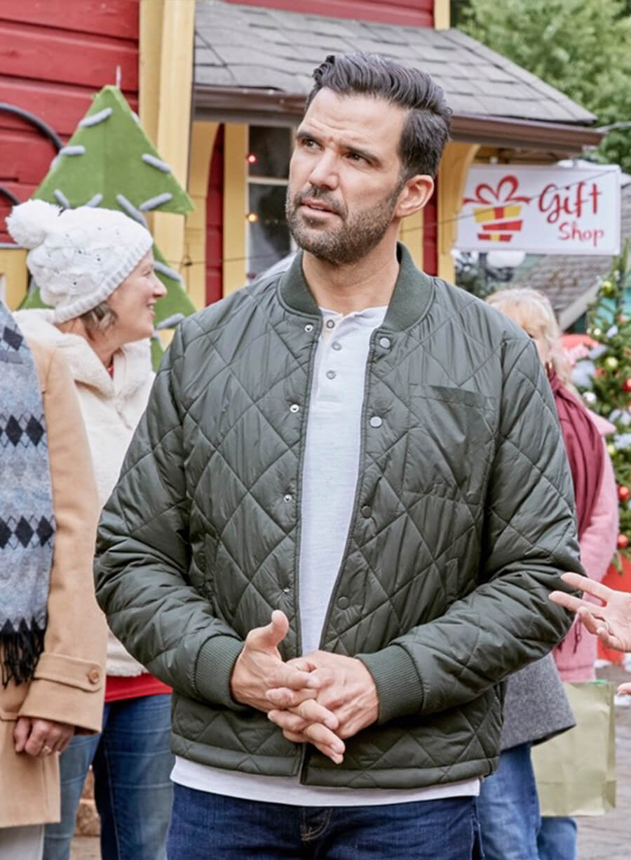 Jack Connor You, Me and The Christmas Trees Green Quilted Bomber Jacket