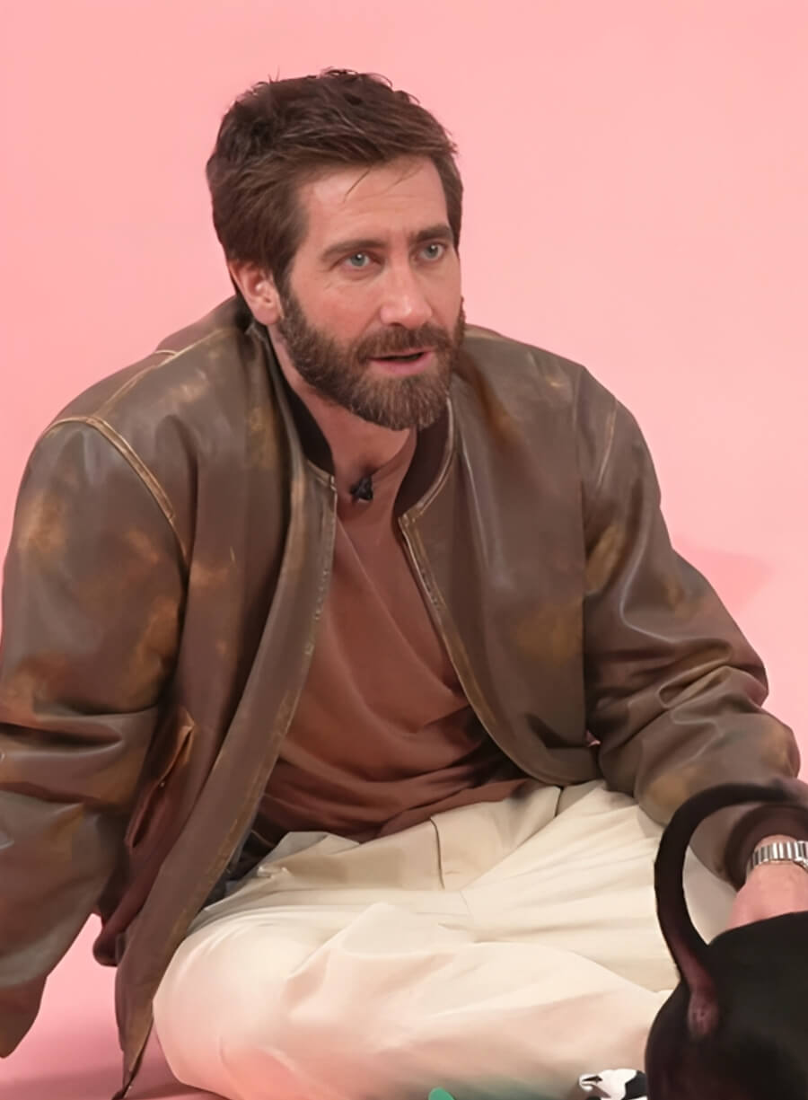 Jake Gyllenhaal Distressed Brown Leather Jacket
