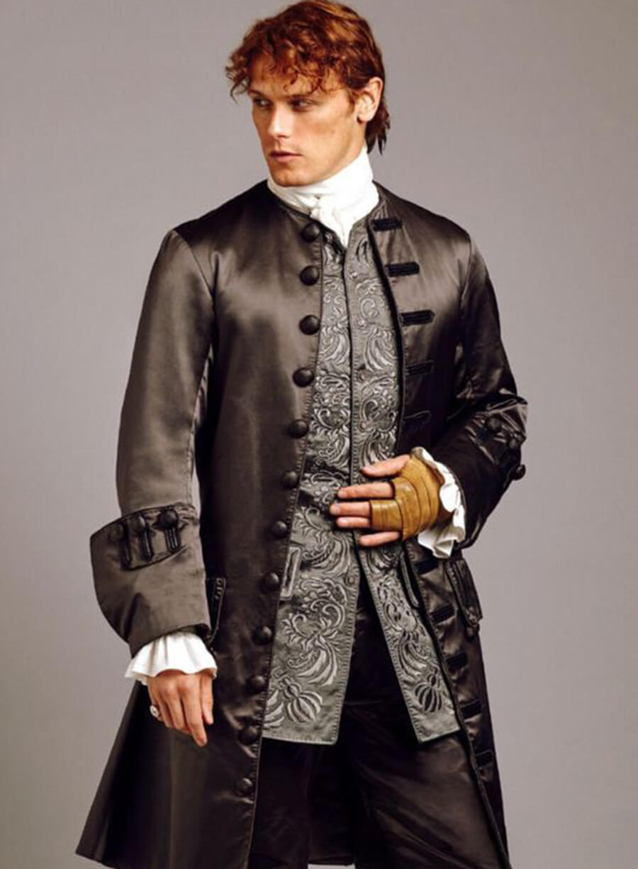 Jamie Fraser Outlander Black Leather Coat