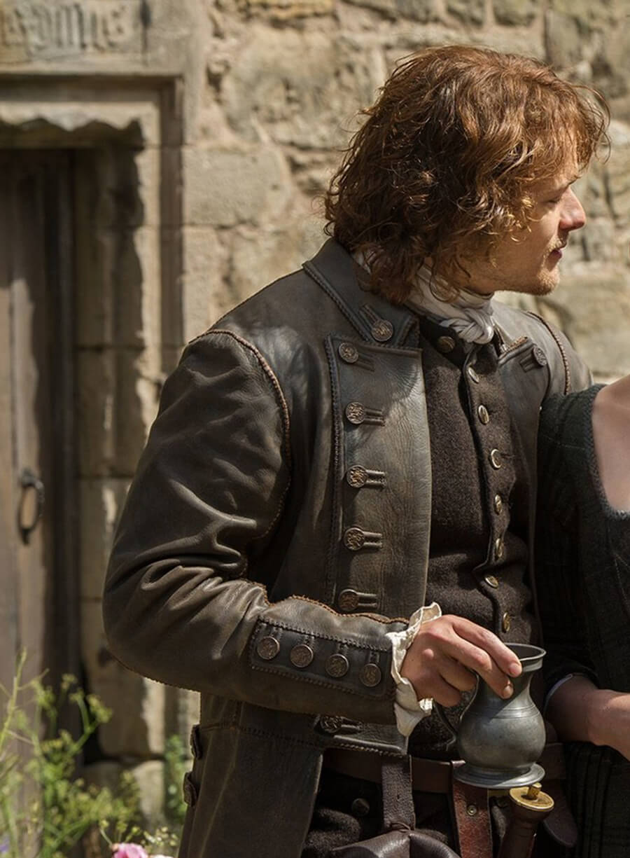 Jamie Fraser Outlander Brown Leather Coat