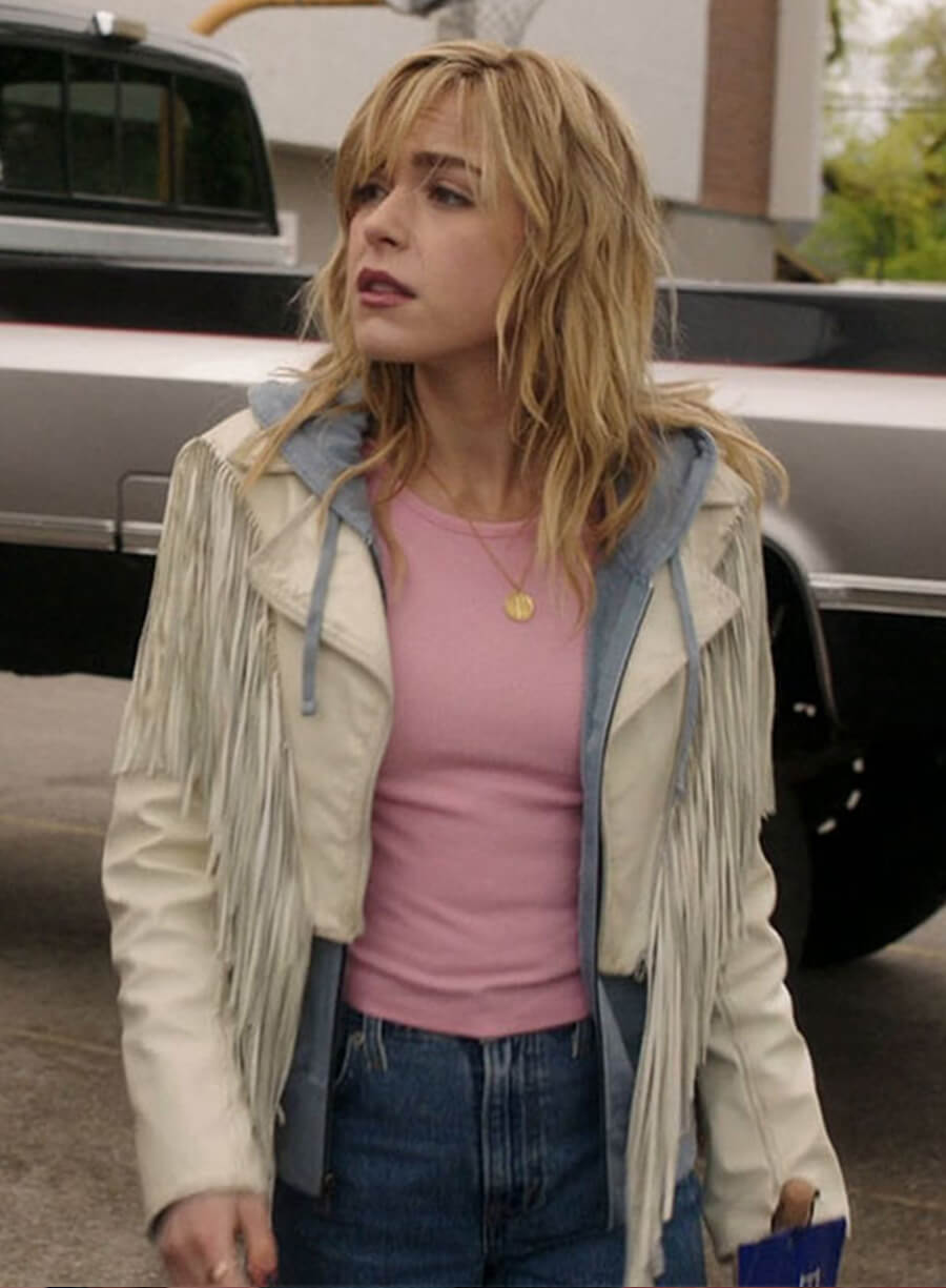 Jamie Hughes Totally Killer White Leather Jacket