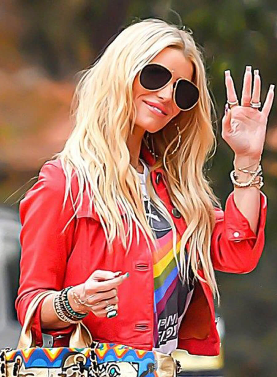 Jessica Simpson Red Leather Jacket