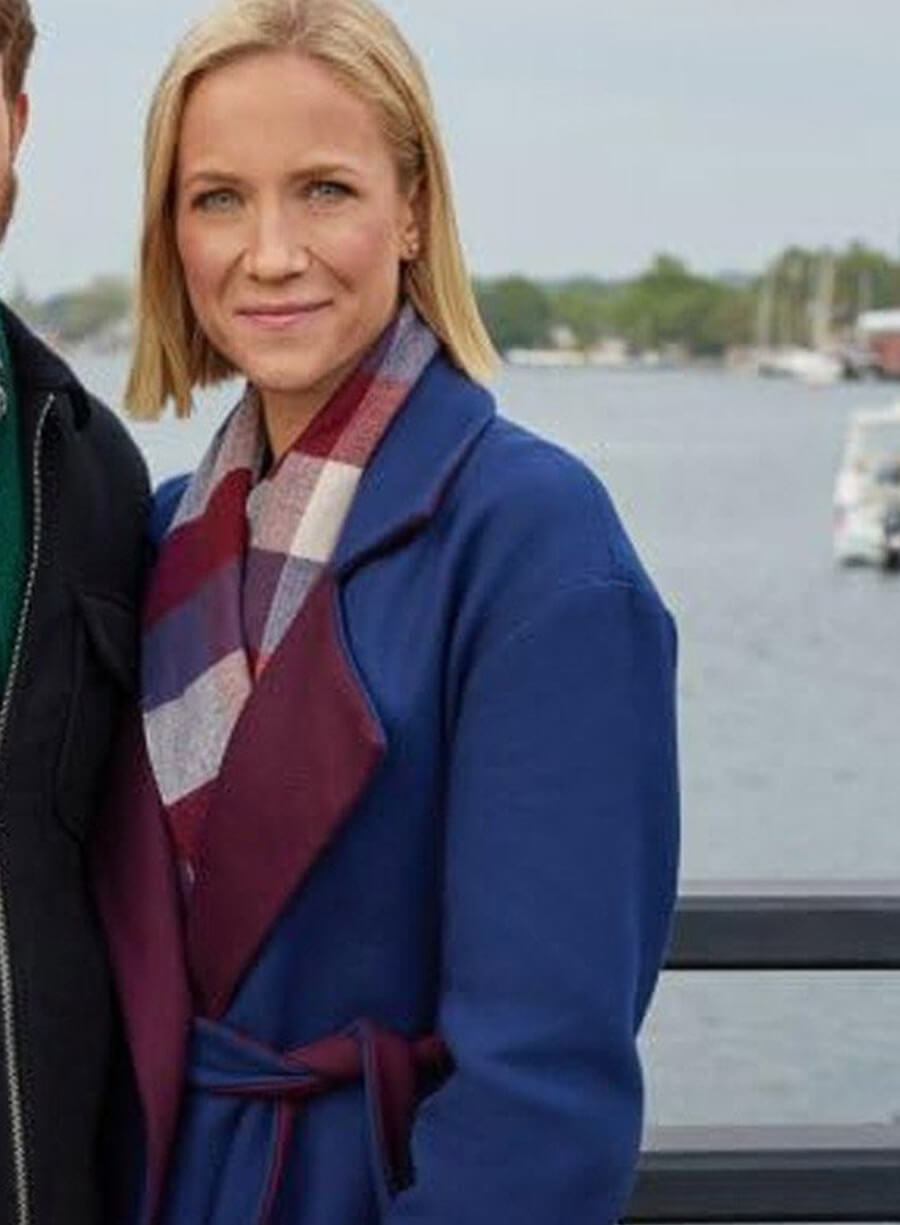 Jessy Schram Mystic Christmas Blue Coat