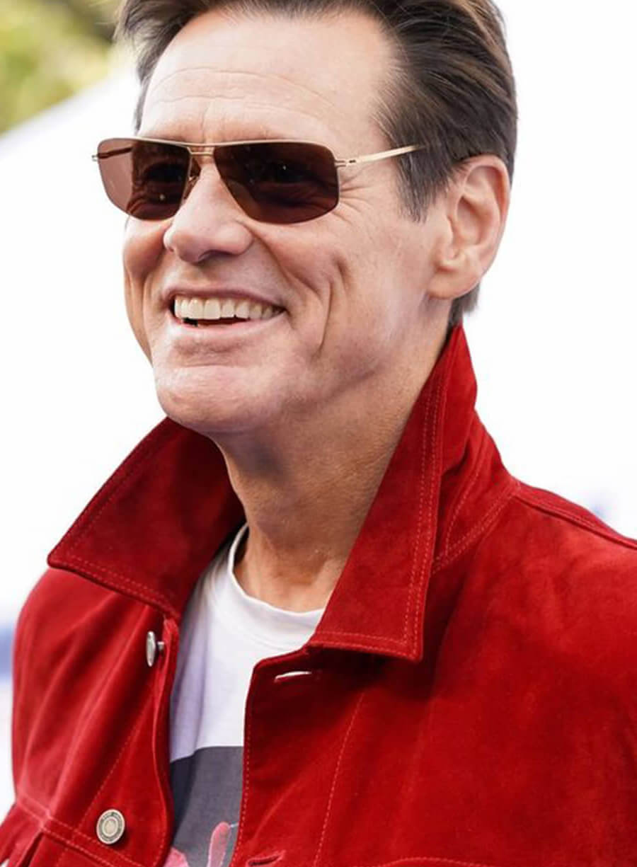 Jim Carrey Sonic the Hedgehog Premiere Red Suede Jacket