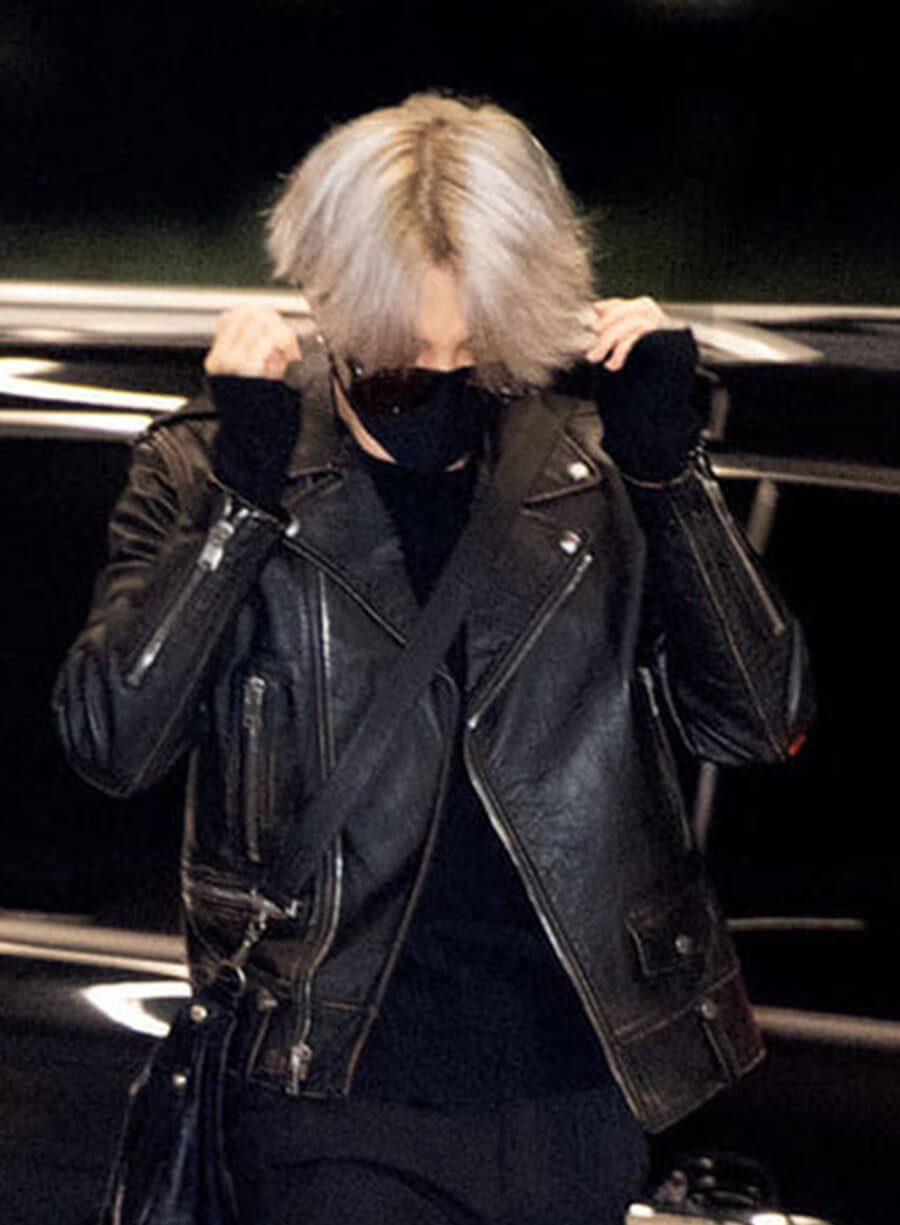 Jimin Black Biker Leather Jacket