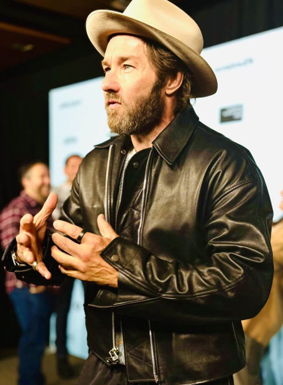 Joel Edgerton Train Dreams Black Leather Jacket