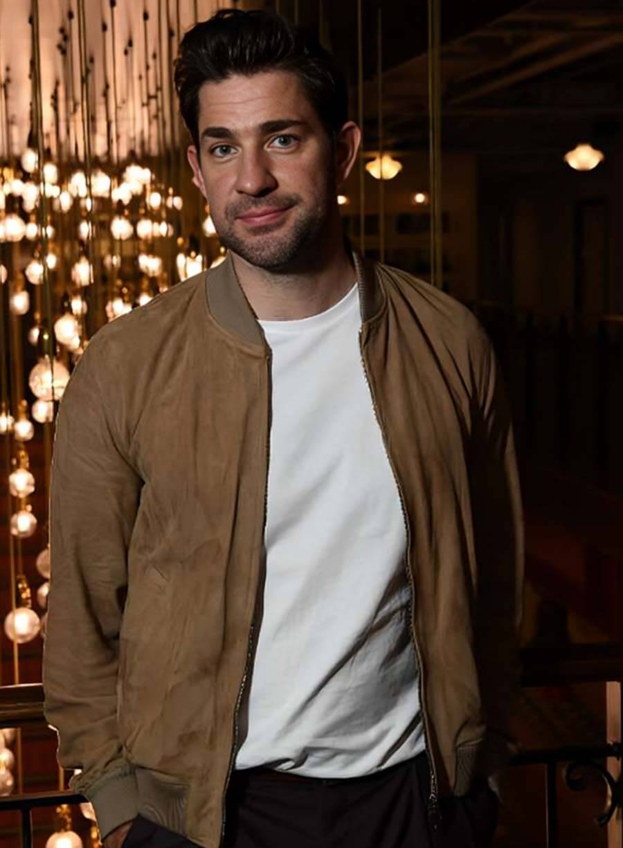 John Krasinski A Quiet Place Part II Brown Leather Jacket