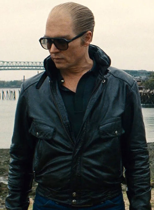 Johnny Depp Black Mass Black Leather Jacket