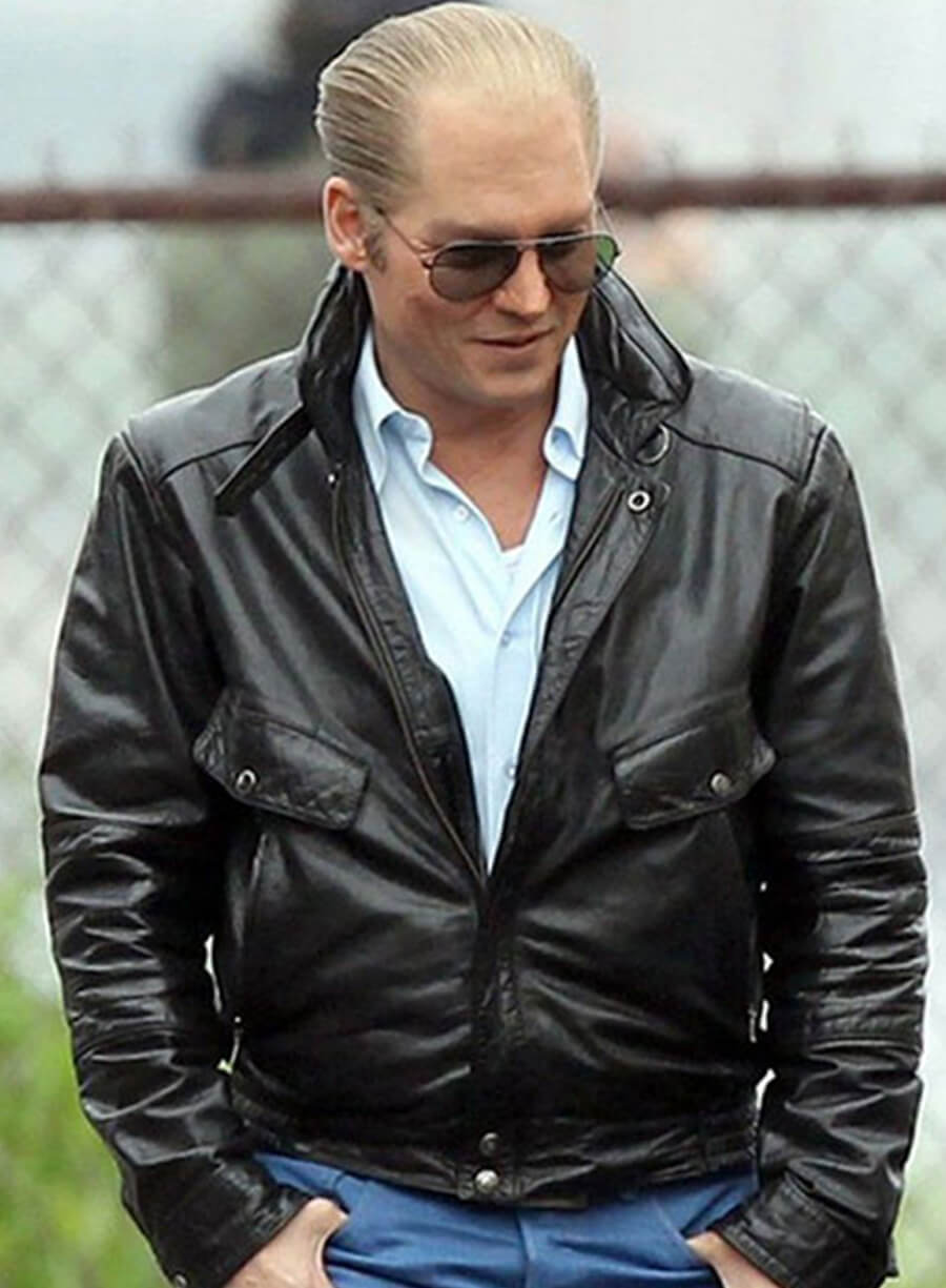 Johnny Depp Black Mass Black Leather Jacket