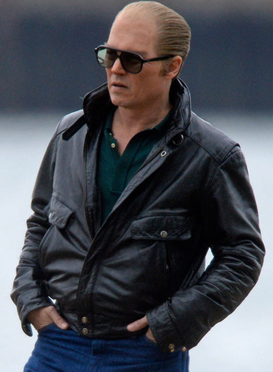 Johnny Depp Black Mass Black Leather Jacket
