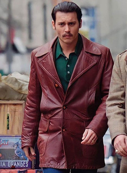 Johnny Depp Donnie Brasco Brown Leather Blazer