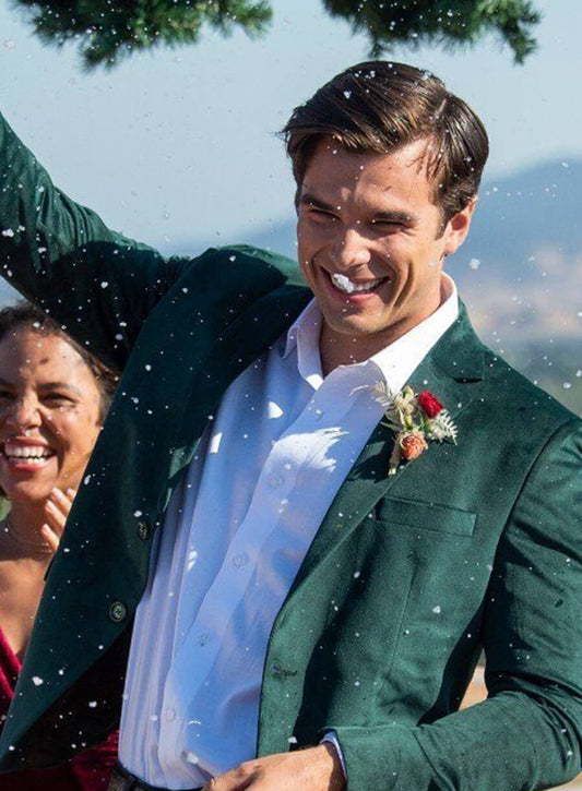 Josh Swickard A California Christmas: City Lights Green Velvet Blazer