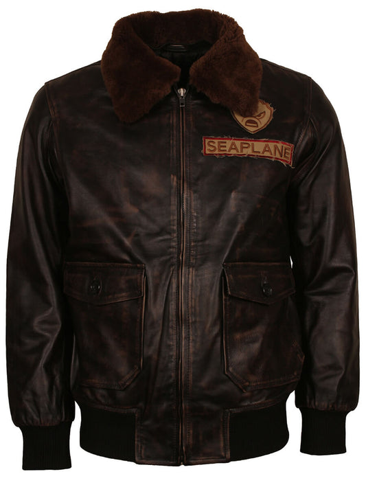 Jumanji Nick Jonas Seaplane Leather Jacket