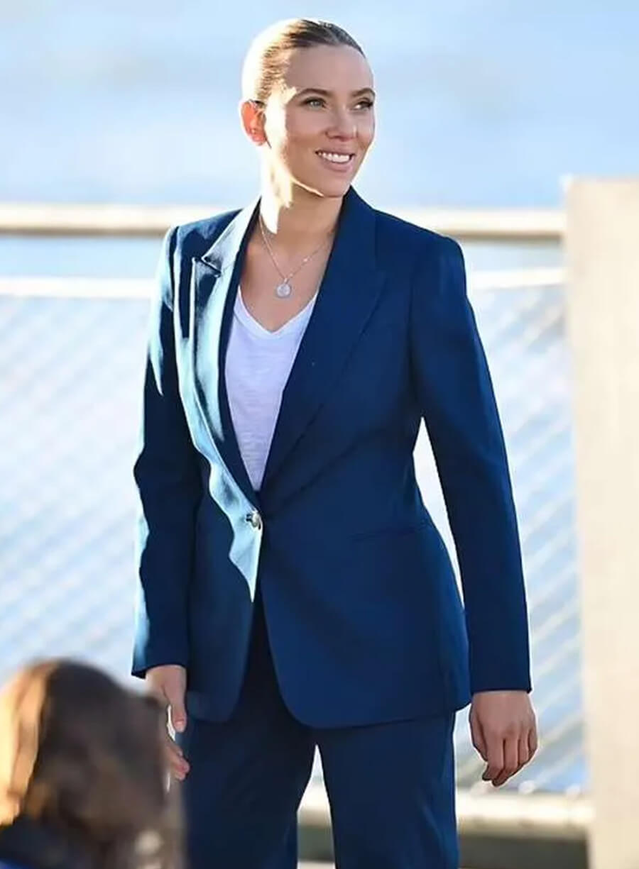 Jurassic World Rebirth Scarlett Johansson Blue Suit