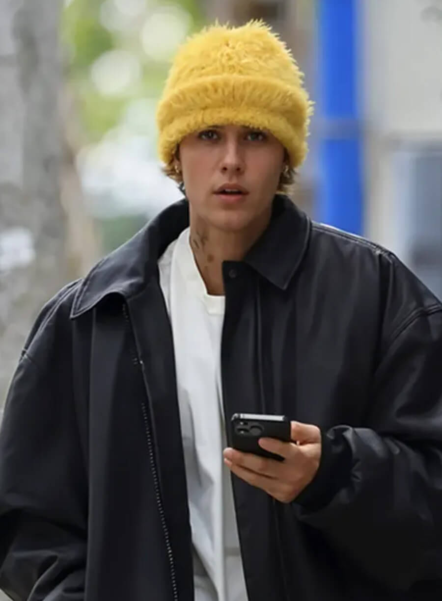 Justin Bieber Black Leather Jacket