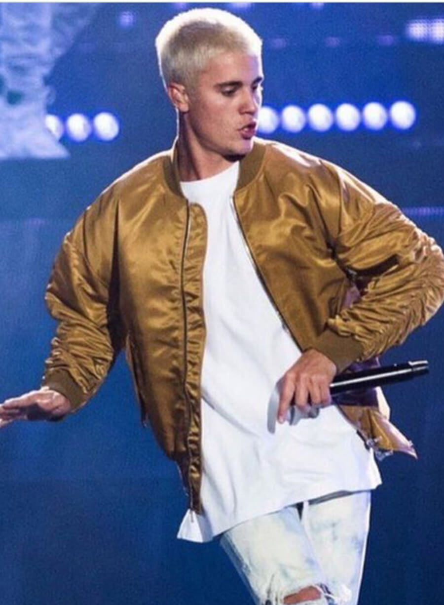 Justin Bieber Brown Bomber Jacket