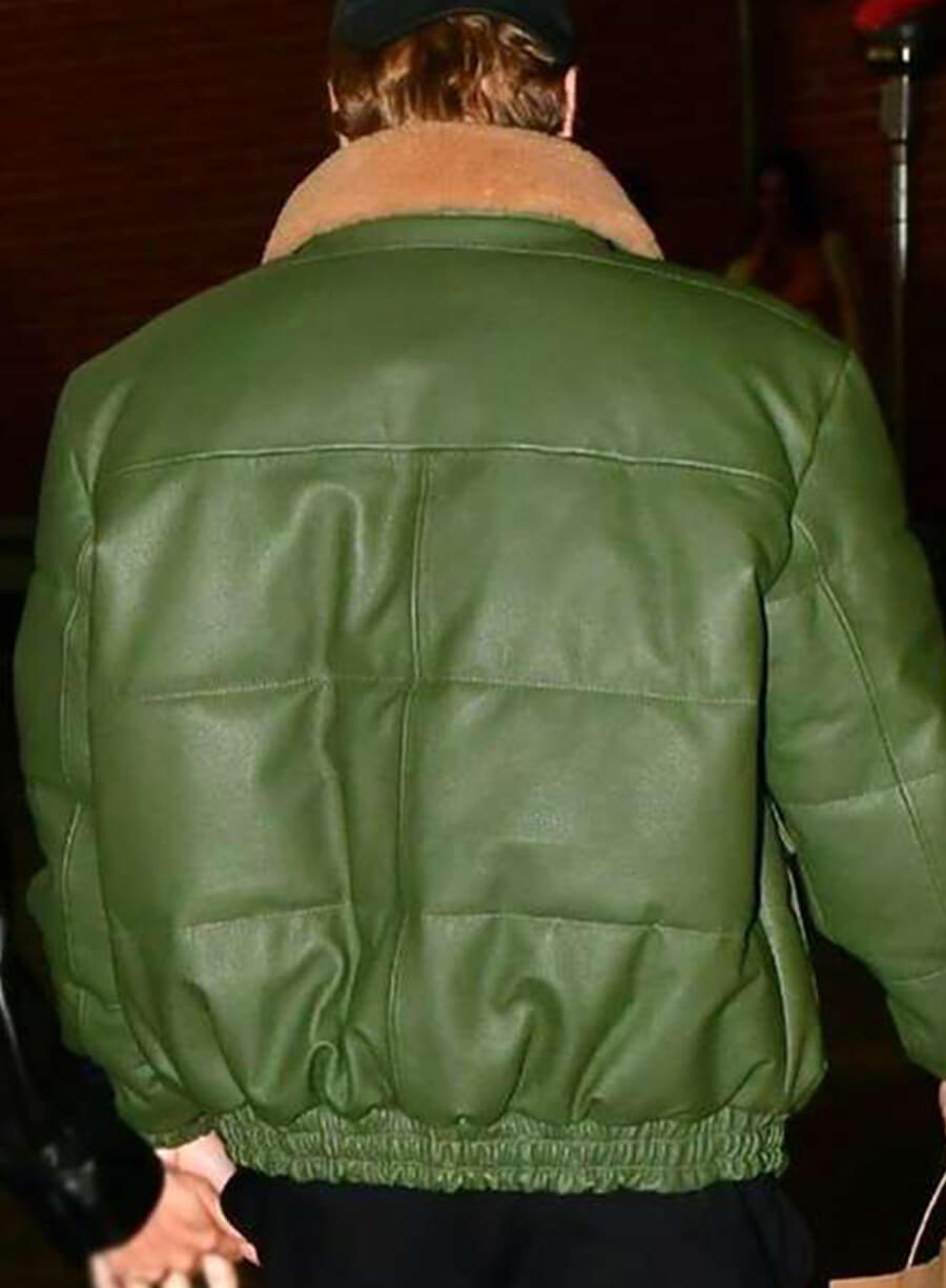 Justin Bieber Green Leather Jacket