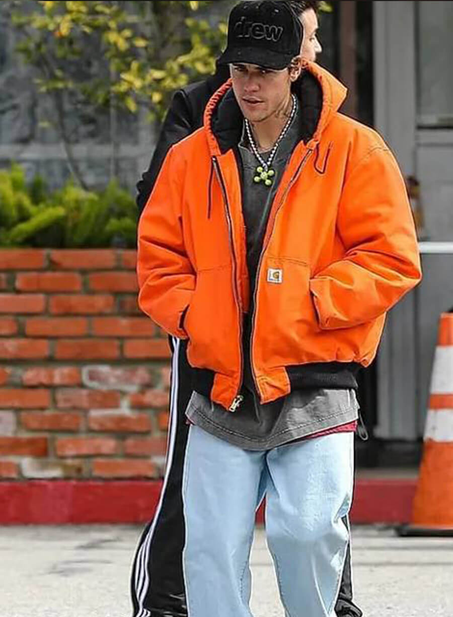 Justin Bieber Orange Hooded Jacket