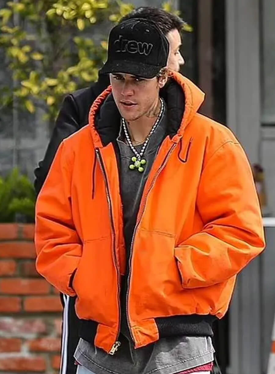 Justin Bieber Orange Hooded Jacket