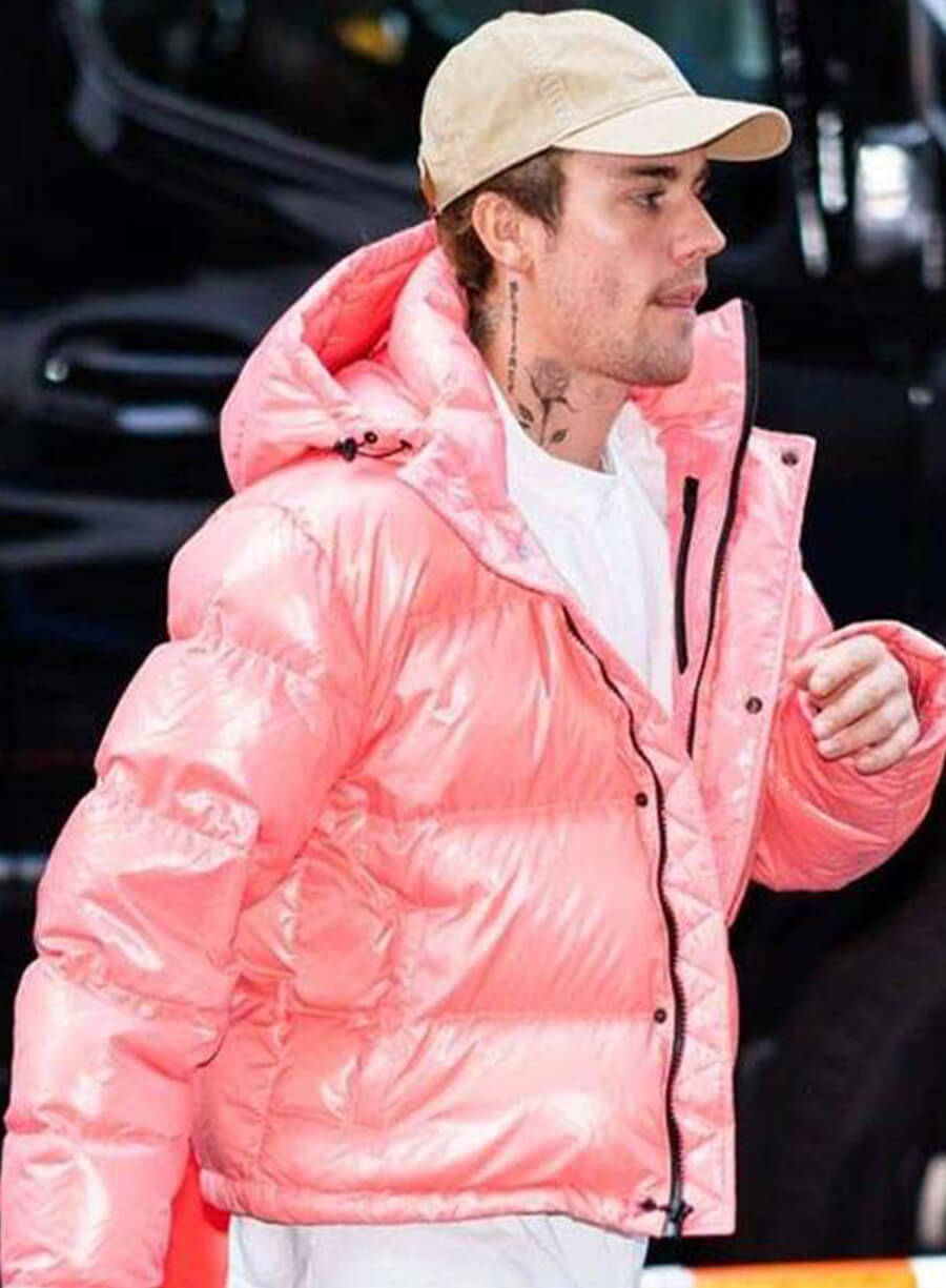Justin Bieber Pink Puffer Jacket