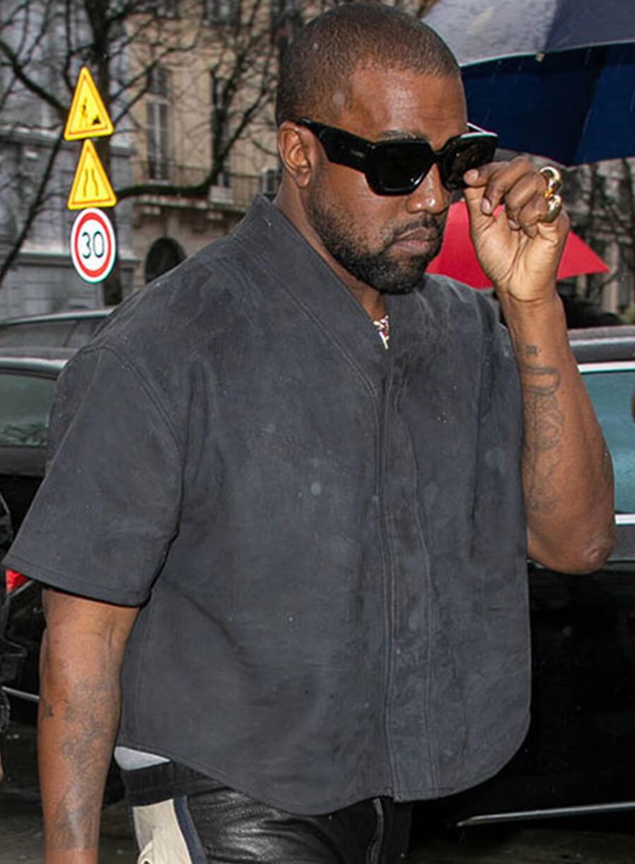 Kanye West Grey Leather Shirt