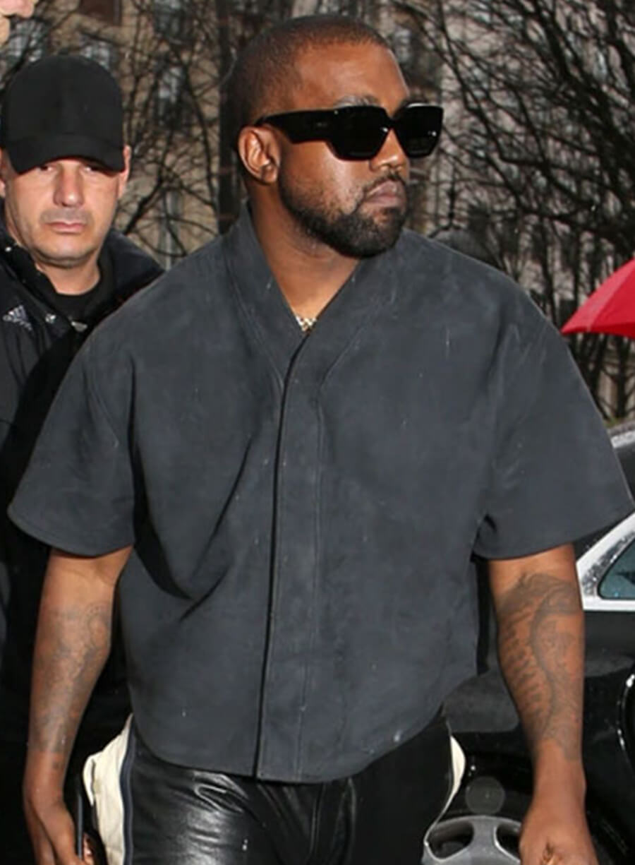 Kanye West Grey Leather Shirt