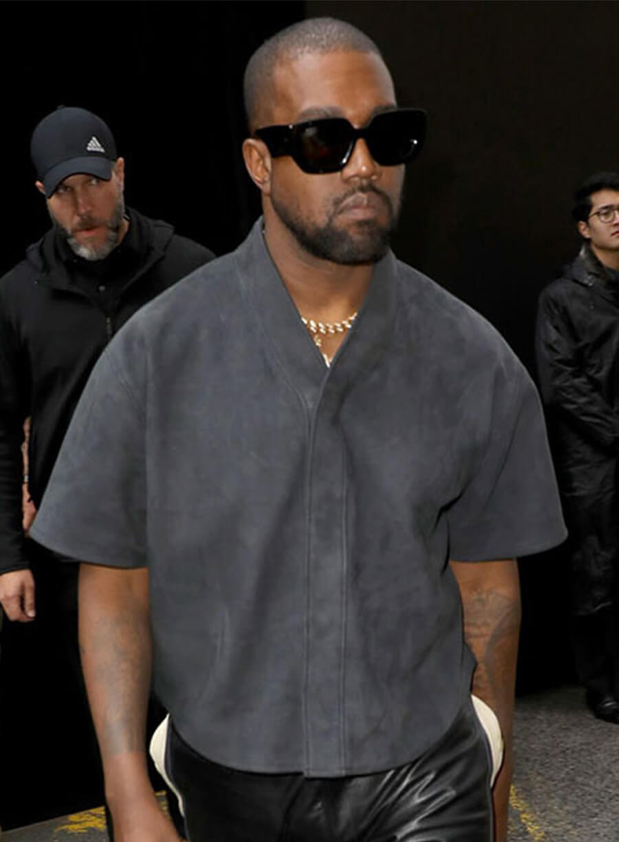 Kanye West Grey Leather Shirt