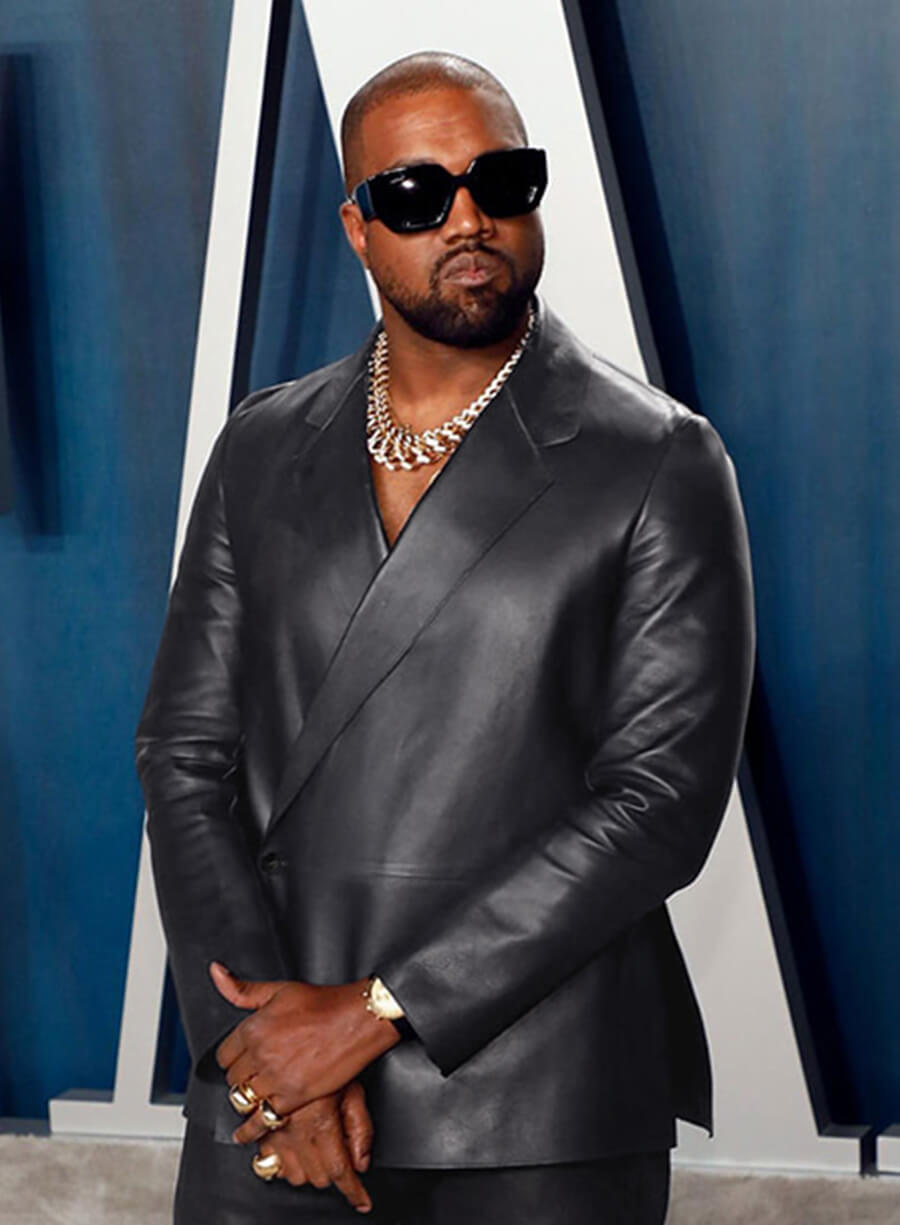 Kanye West Kimono Wrap Black Leather Blazer