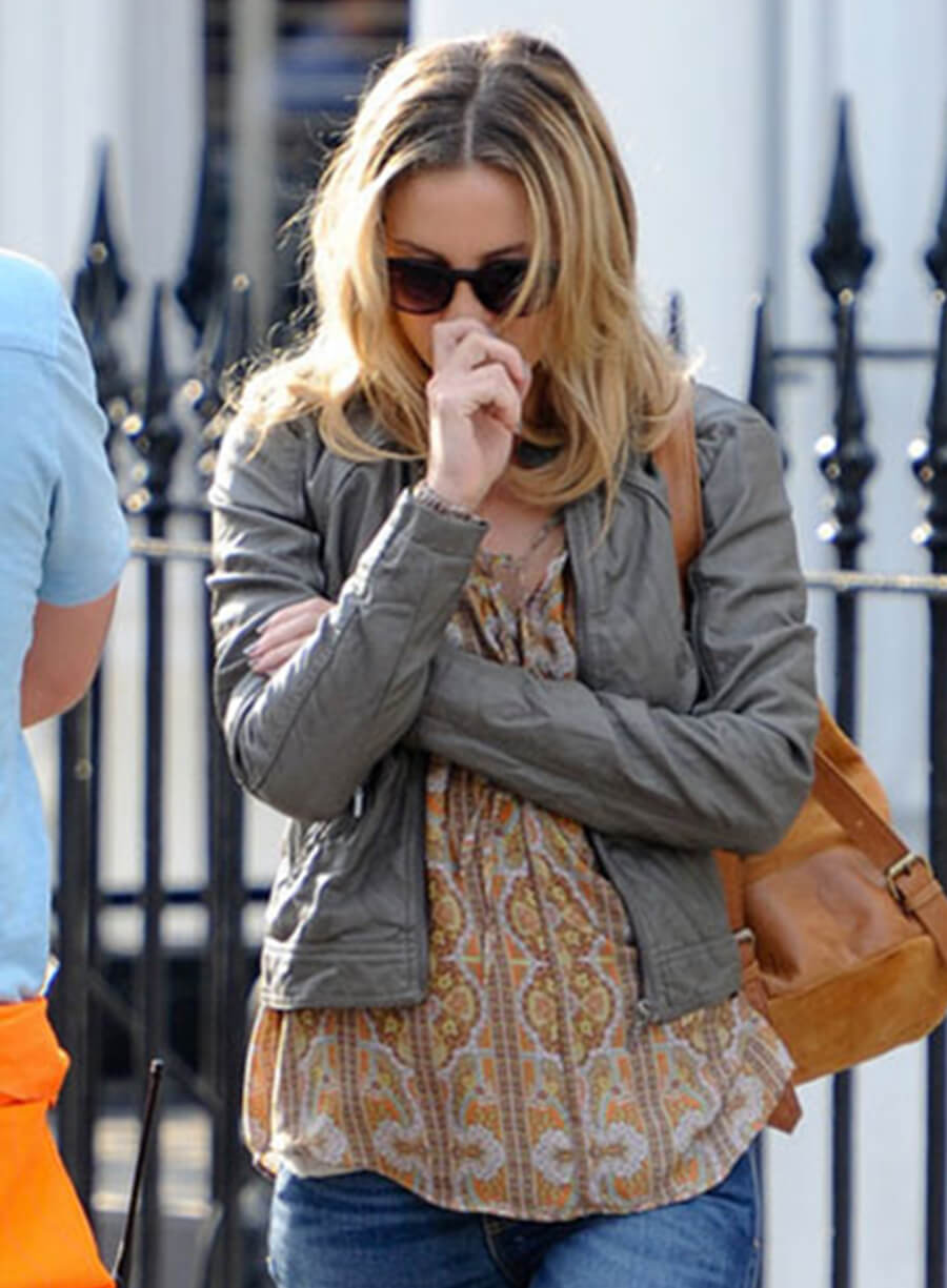 Kate Hudson Grey Leather Jacket