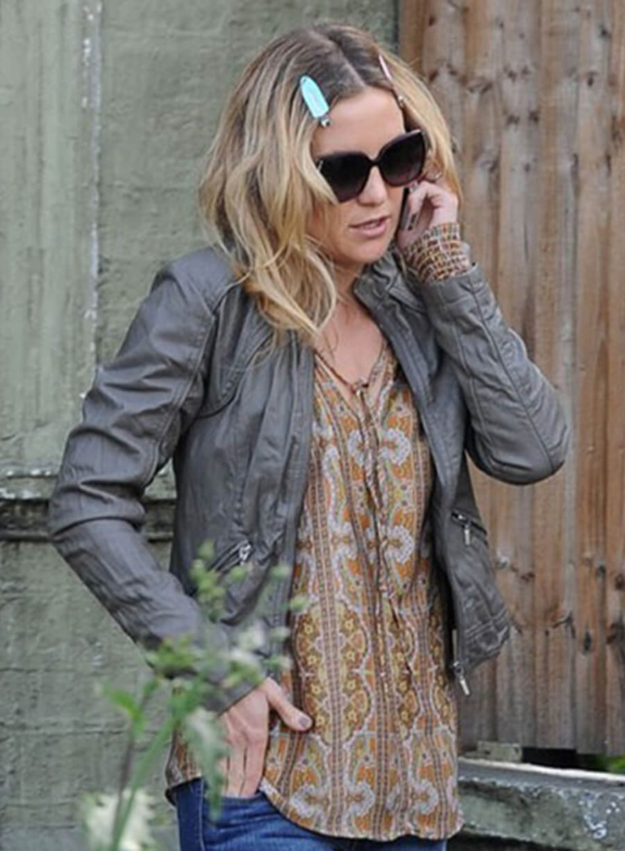 Kate Hudson Grey Leather Jacket