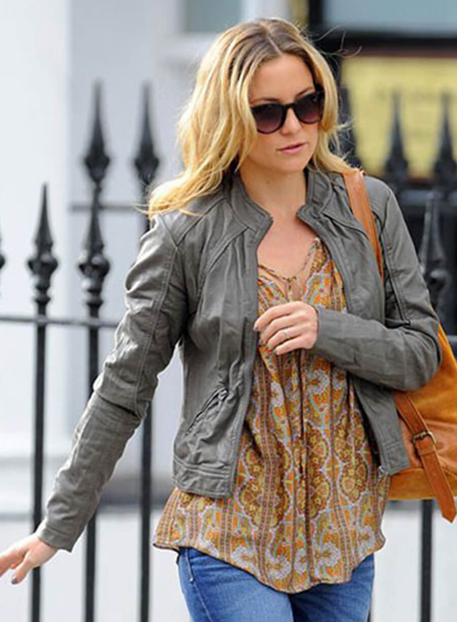Kate Hudson Grey Leather Jacket