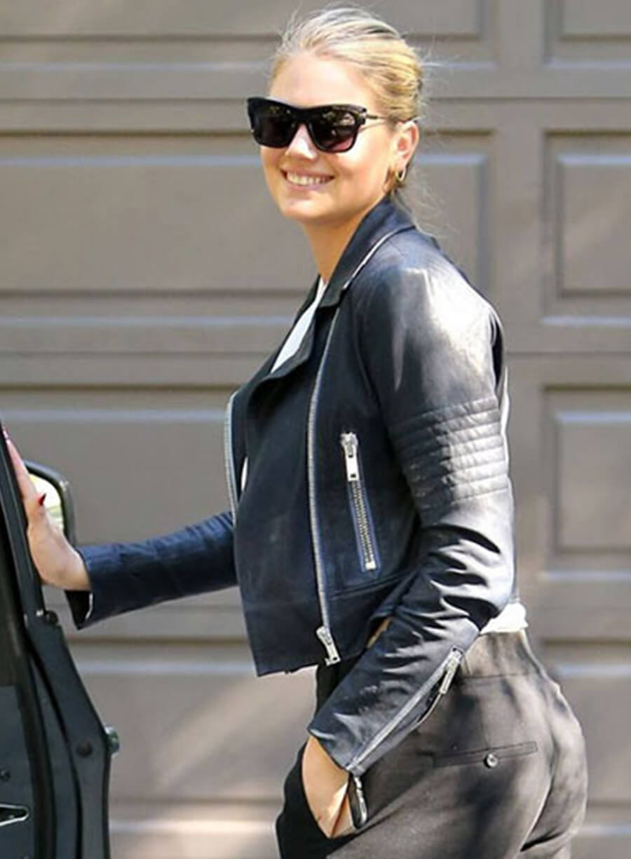 Kate Upton Black Leather Jacket