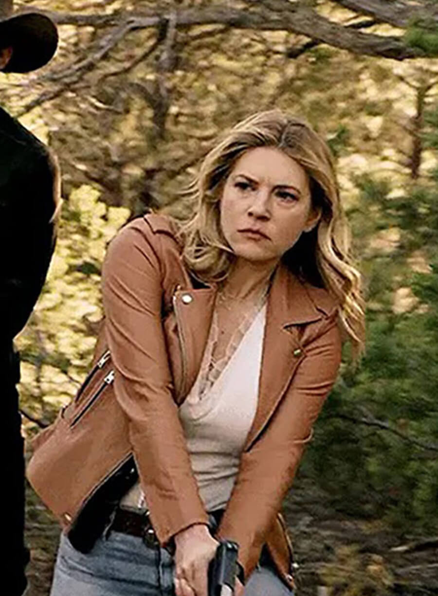 Katheryn Winnick Big Sky Brown Leather Jacket