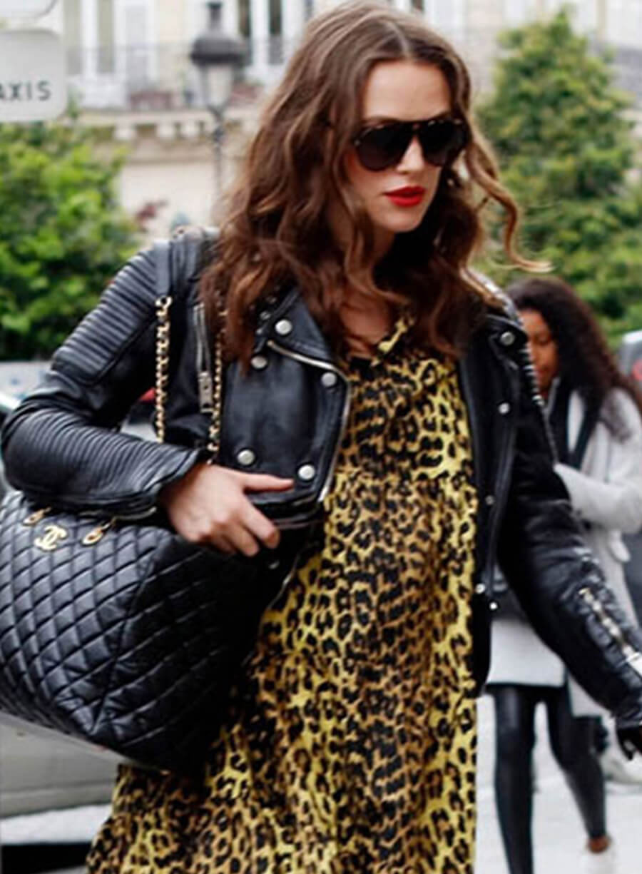 Keira Knightley Black Leather Jacket