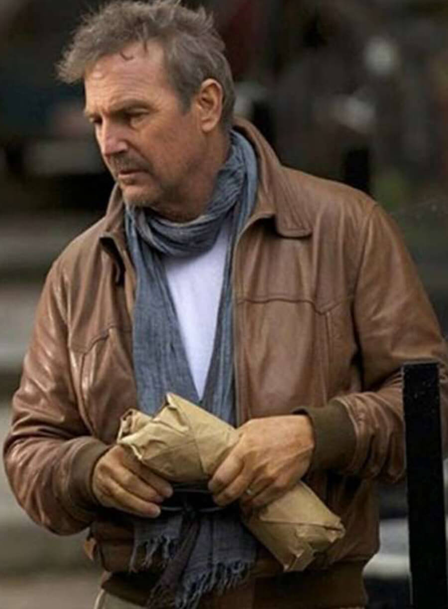 Kevin Costner 3 Days To Kill Brown Leather Jacket
