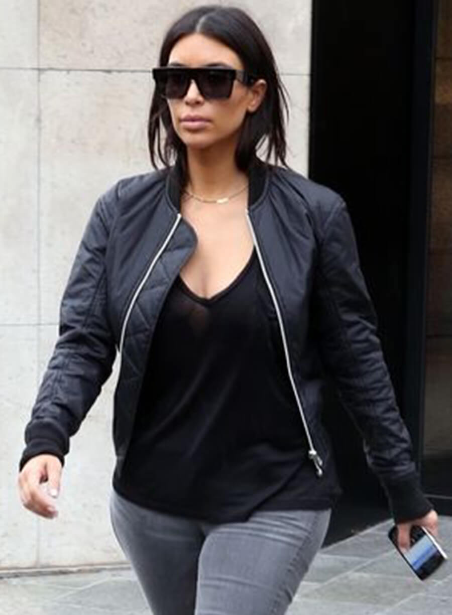 Kim Kardashian Black Bomber Jacket