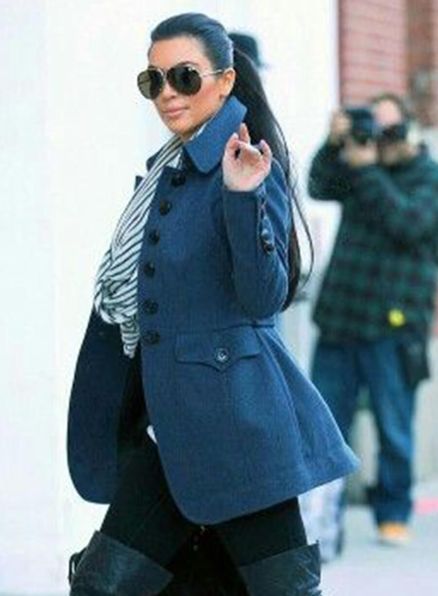 Kim Kardashian Blue Coat