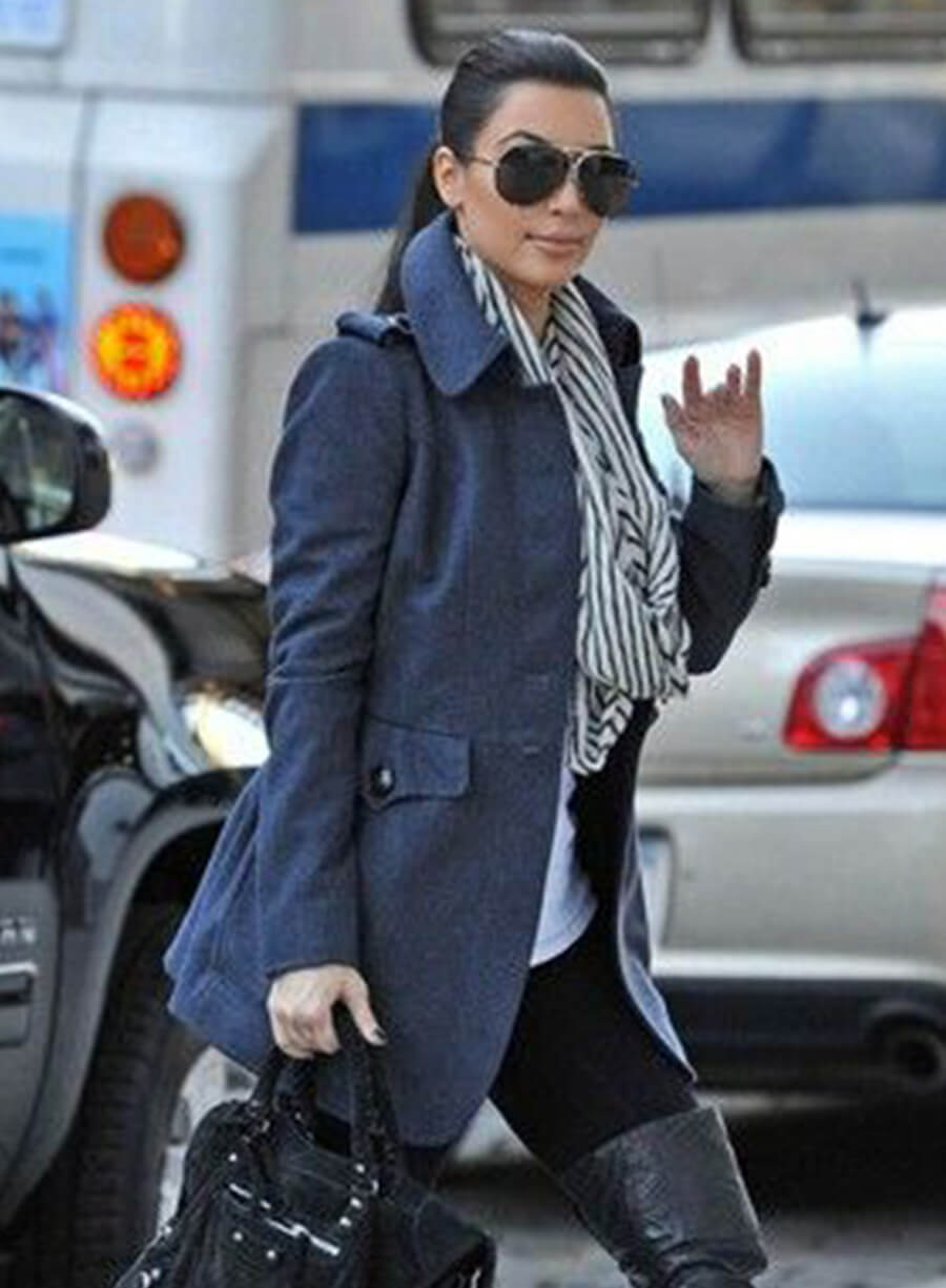 Kim Kardashian Blue Coat