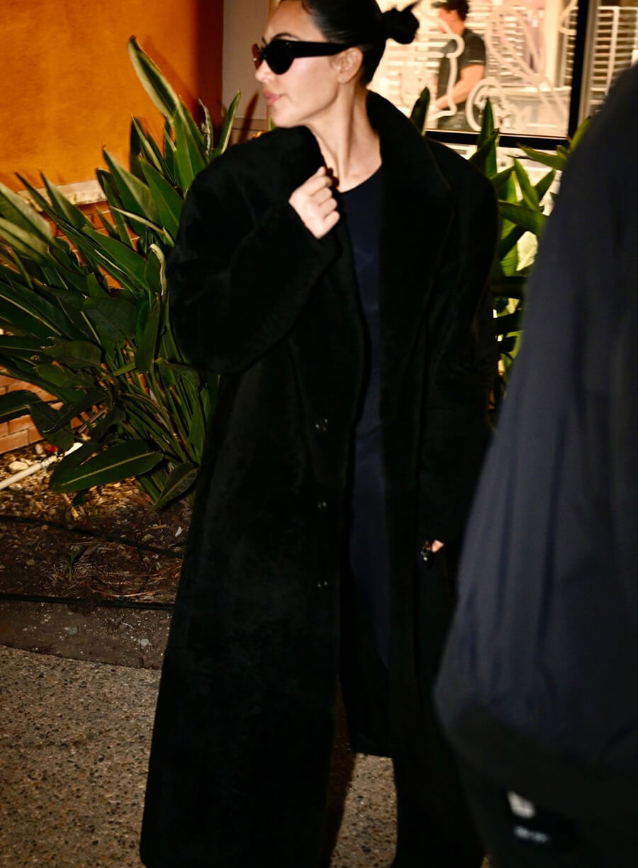 Kim Kardashian Sweet Celebration Black Fur Long Coat