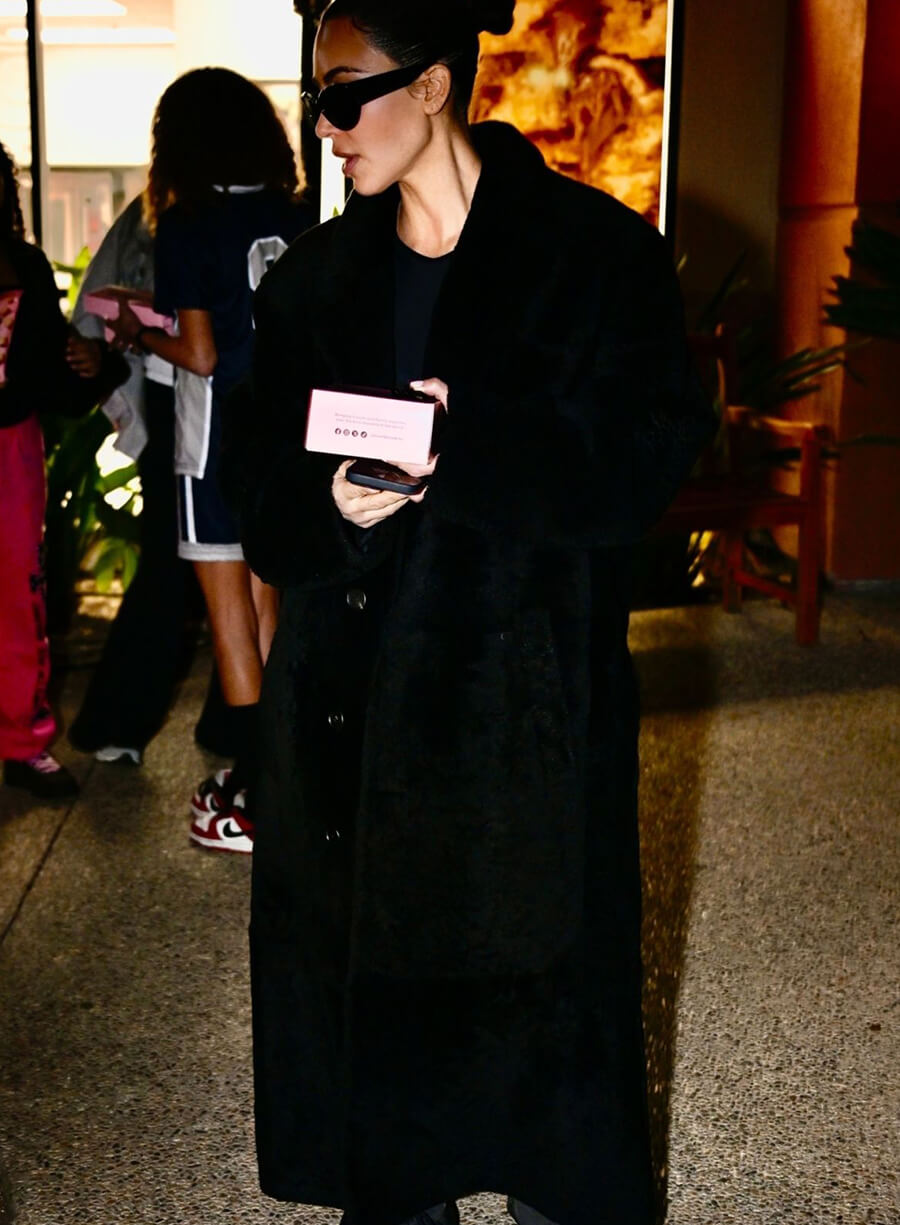 Kim Kardashian Sweet Celebration Black Fur Long Coat