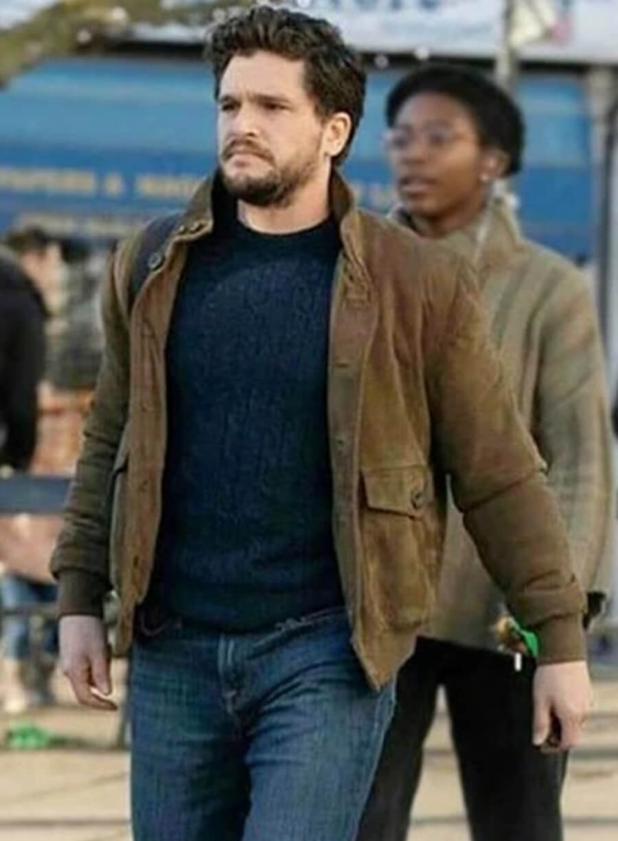 Kit Harington Eternals Brown Leather Jacket