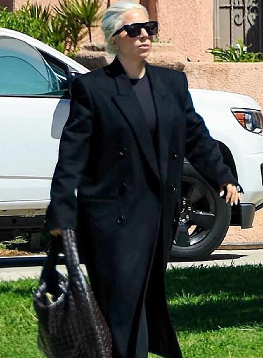 Lady Gaga Black Wool Coat