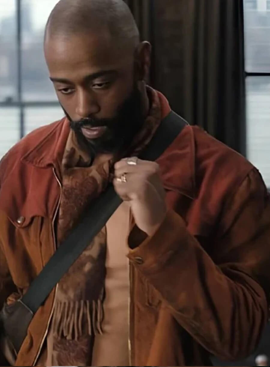 LaKeith Stanfield Play Dirty 2025 Brown Jacket