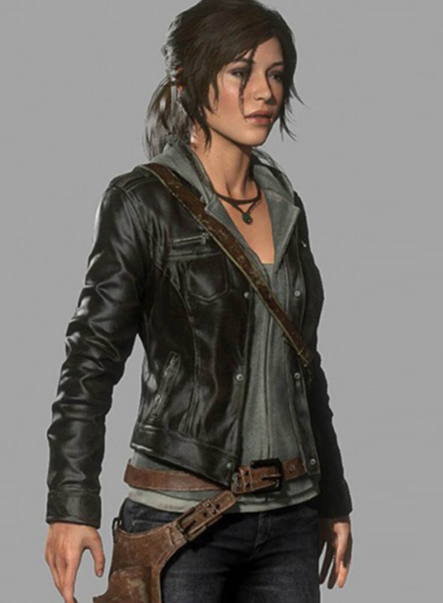Lara Croft Rise of the Tomb Raider Black Leather Jacket