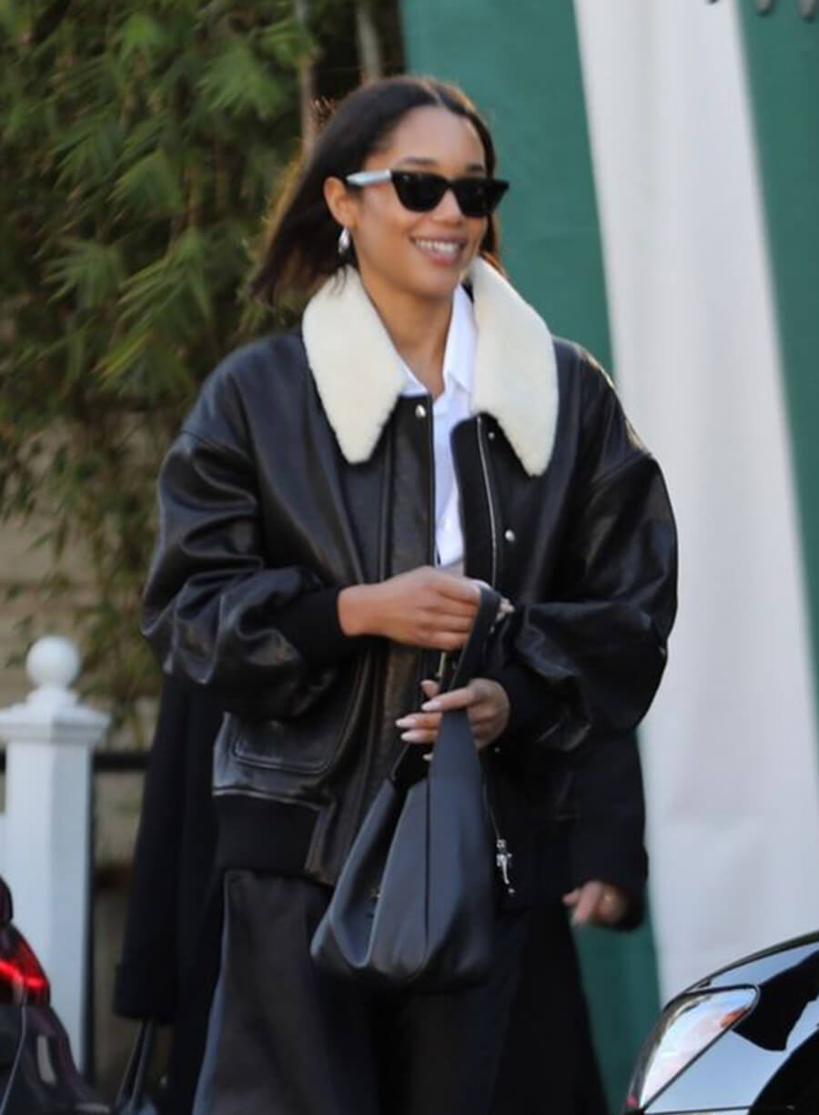 Laura Harrier Black Leather Jacket