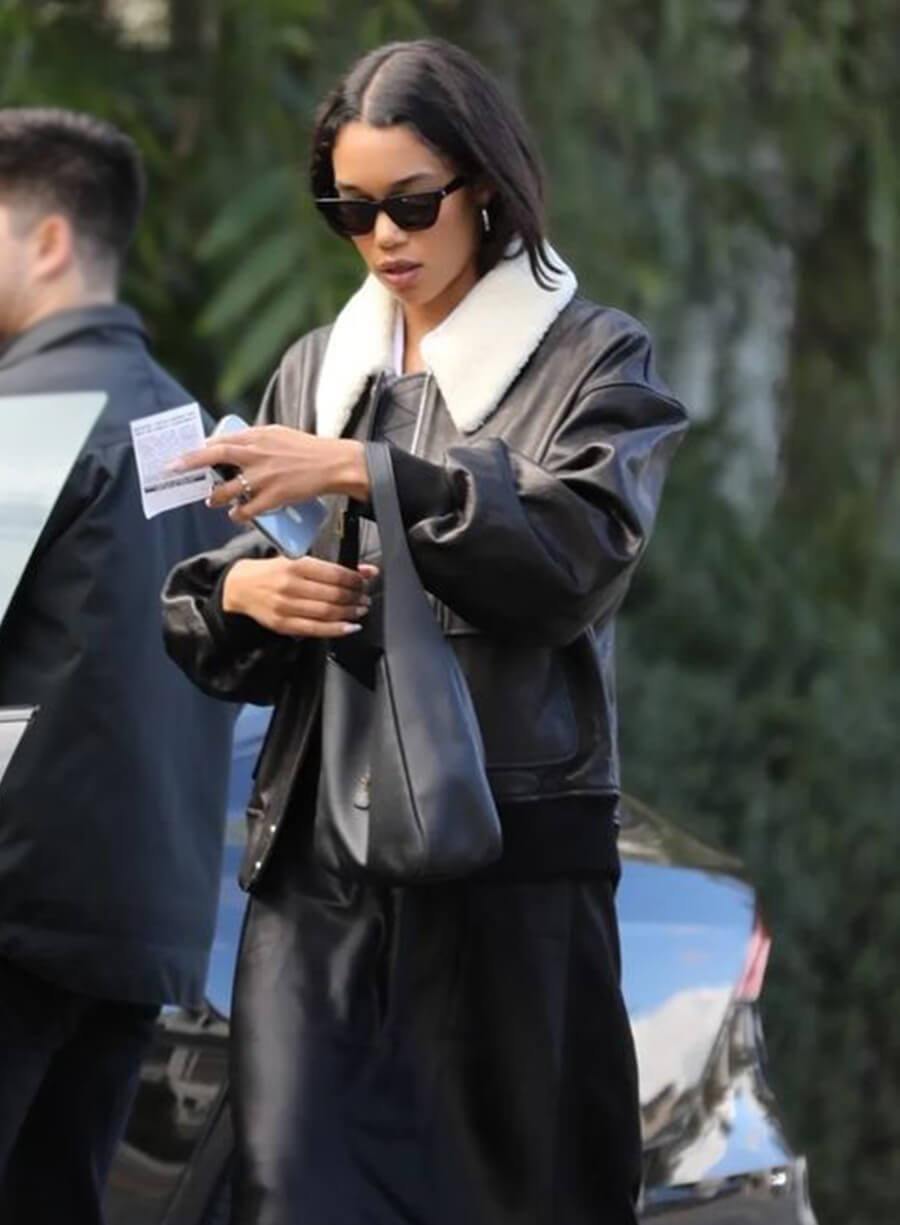 Laura Harrier Black Leather Jacket