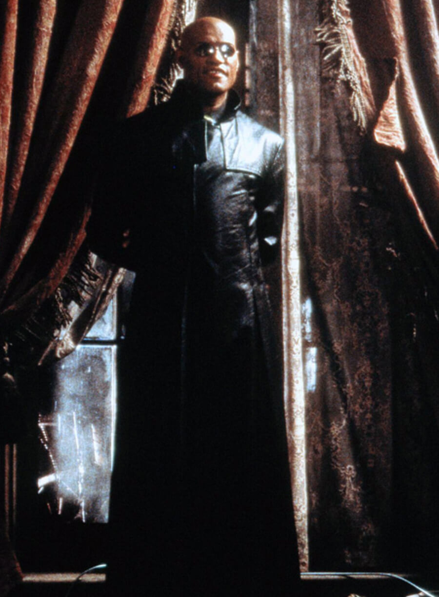 Laurence Fishburne Morpheus The Matrix Black Leather Coat