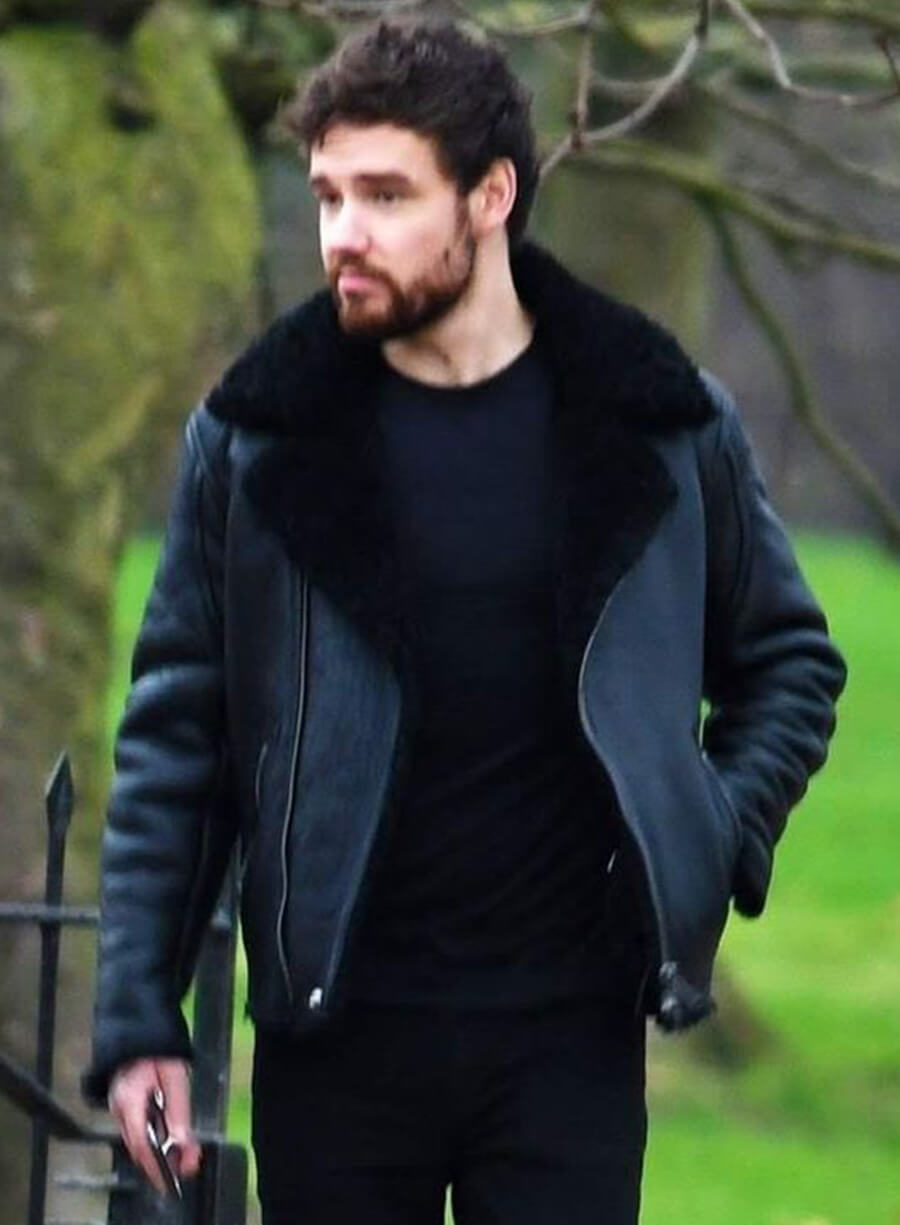 Liam Payne Shearling Black Leather Jacket