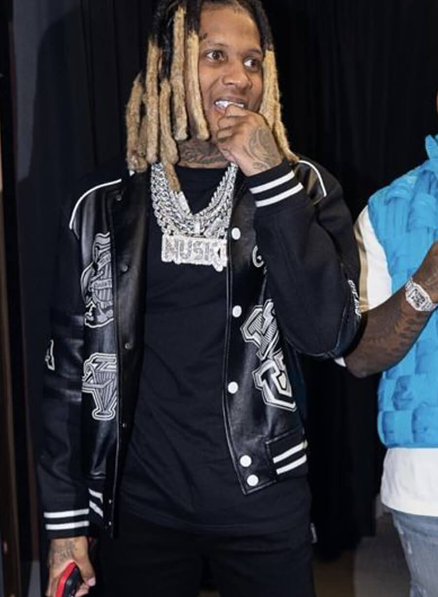 Lil Durk Varisty Black Leather Jacket